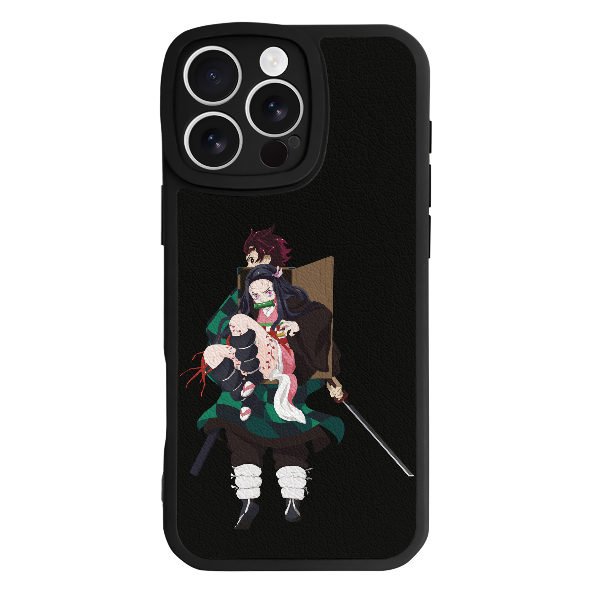 （画像用） 鬼滅の刃（きめつのやいば）竈門 禰󠄀豆子／かまど ねずこ Kamado Nezuko 【iPhone 16シリーズ対応】シリコンスマホケース（レザー調） 材質：シリコン